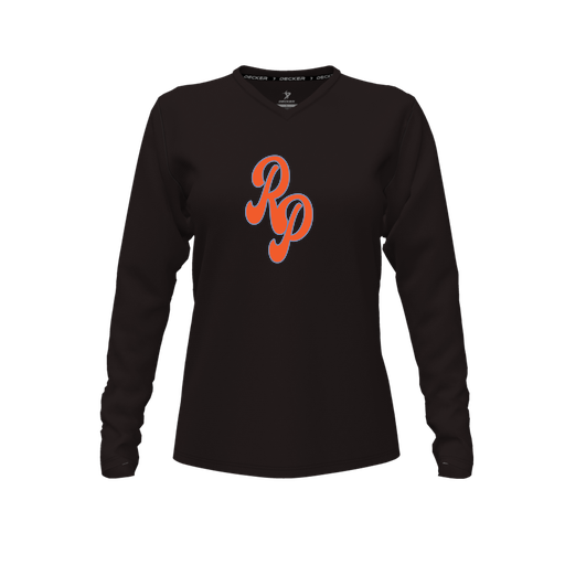 [FTLVCFBK-FYXS-LOGO2] Decker Comfort T-Shirt (Female Youth XS, Black, V Neck, Logo 2, Long Sleeve)