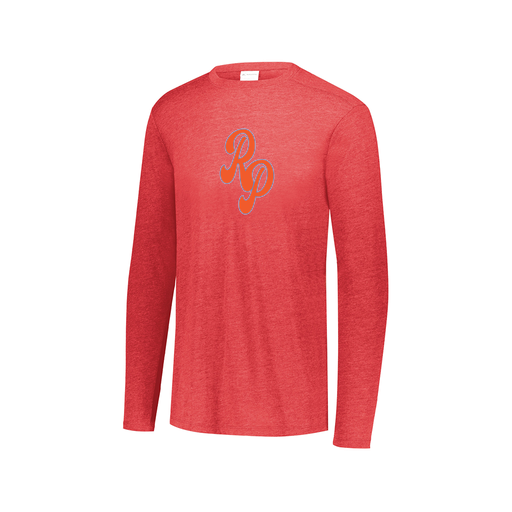 [3075.V96.XS-LOGO2] Decker Men's Tri-Blend T-Shirt - Long Sleeve (Adult XS, Red, Logo 2)
